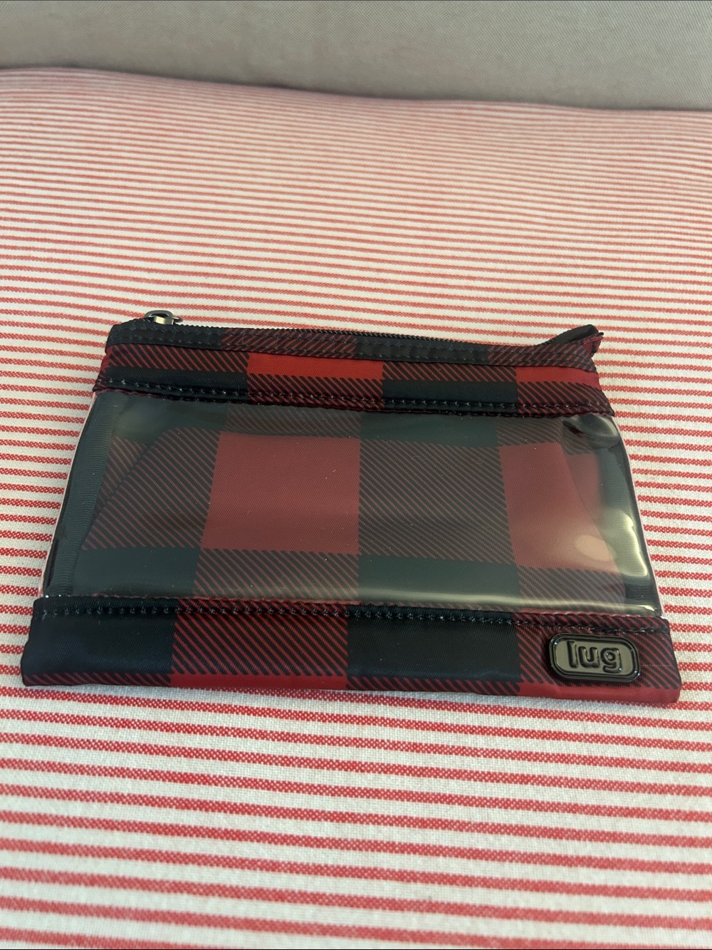 lug Red and Black Plaid Clear ID Card Wallet